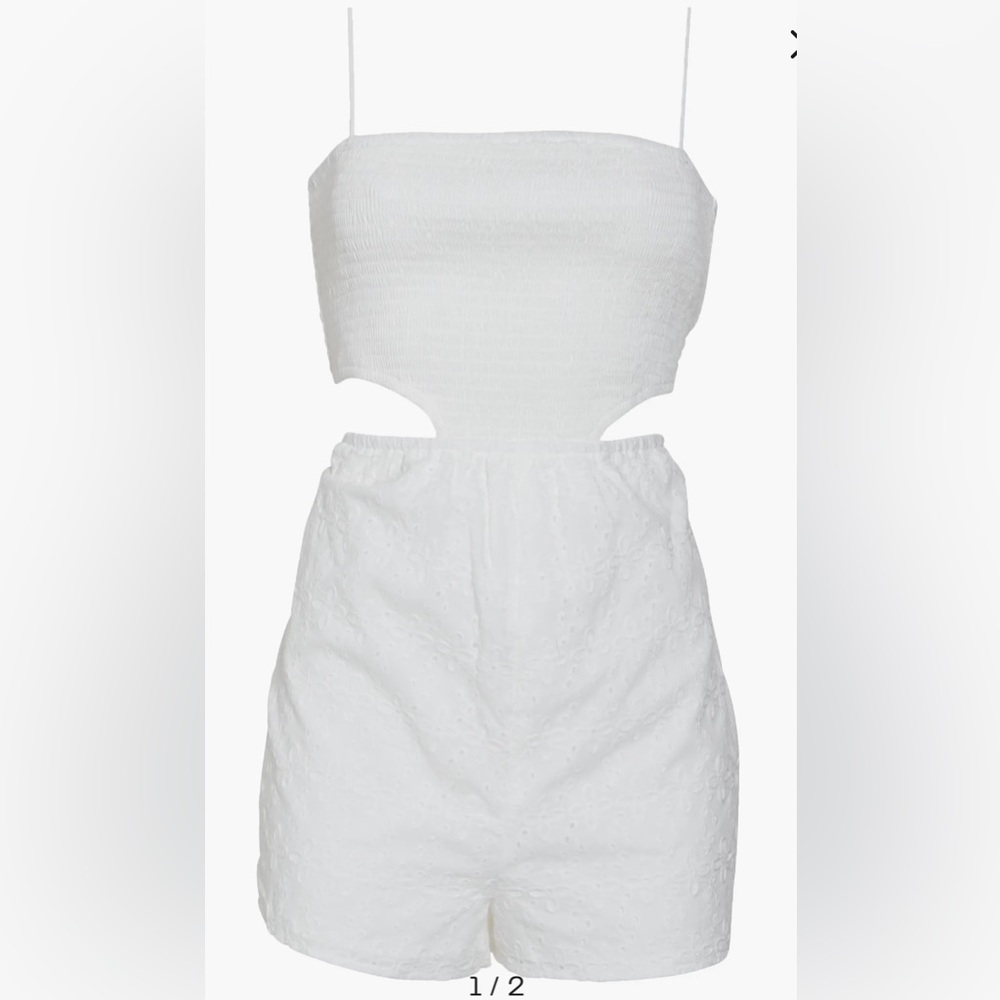 Vici Sicily Smocked Cotton Cutout Romper